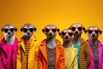 A quartet of stylish meerkats sporting sunglasses
