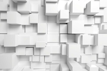 White square wall background with tiled futuristic, polished 3D blocks in a render. Generative AI
