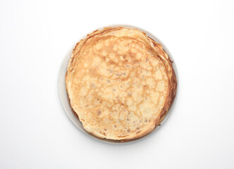 pancakes on a plate, white background