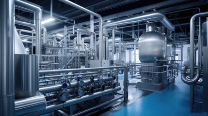 Efficient Dairy Production Line: Witness the precision of an automated milk bottling factory, ensuring the highest quality and safety in milk production