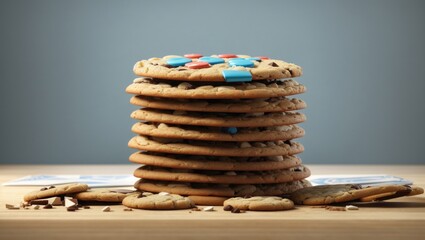 "Crisp Delights: An Ultra-Realistic Stack of Cookies"