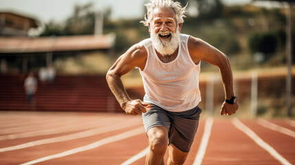 Senior man going for a run and living a healthy lifestyle for longevity