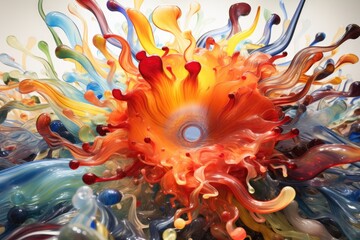 Obraz premium A vibrant and dynamic composition of colorful shapes and patterns