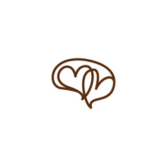 Brain logo with love connect design