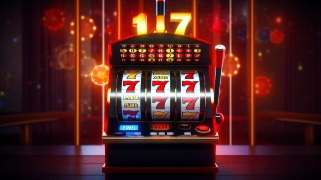 casino slot machine on bright red background