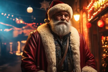Obraz premium Caucasian Man Christmas St Nick Background Generative AI