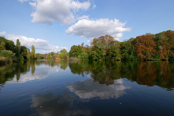 The Lake des Minimes in Vincennes wood. Paris 12th arrondissement