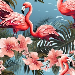 Colorful flamingo seamless pattern