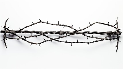 barbed wire on a white background. - obrazy, fototapety, plakaty