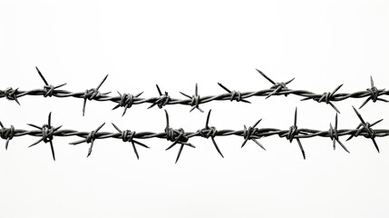 barbed wire on a white background. - obrazy, fototapety, plakaty