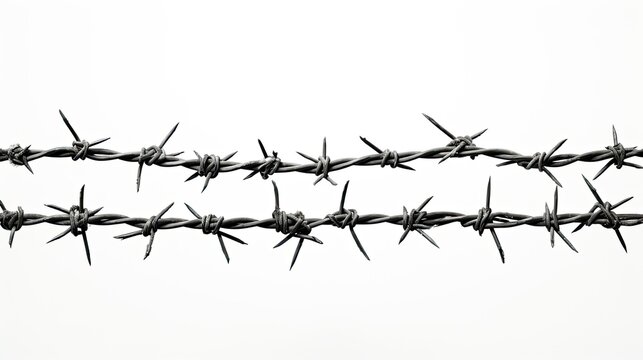 barbed wire on a white background.