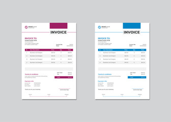 Simple Modern Business invoice template. money bills or price invoices and payment agreement design templates.	