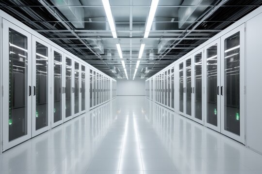 A vast network of computing power in a modern data center