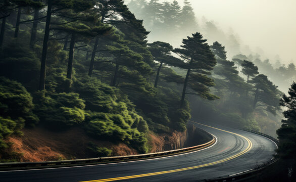 Through the open, winding road of the misty mountains