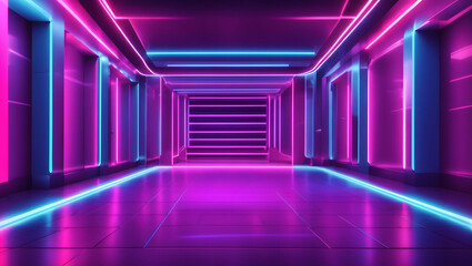 future neon room with blue and pink color