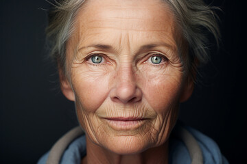 Generative AI picture portrait of beautiful senior woman face closeup white hair healthcare