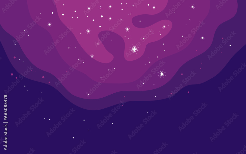 Poster vector space background . cute flat style template with stars in outer space