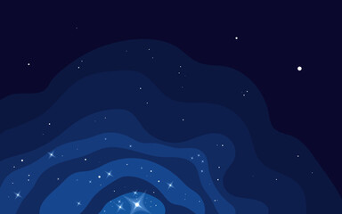 Vector space background . Cute flat style template with Stars in Outer space