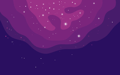 Vector space background . Cute flat style template with Stars in Outer space - obrazy, fototapety, plakaty