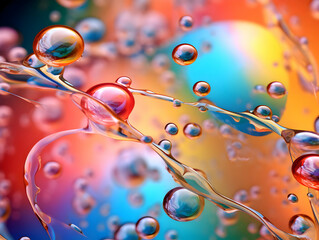 Abstract desktop wallpaper background with flying bubbles. High-resolution