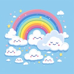 vector image of rainbow kawaii style