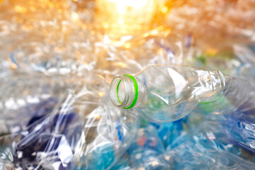 Waste plastic bottles behind in plastic recycling industry.