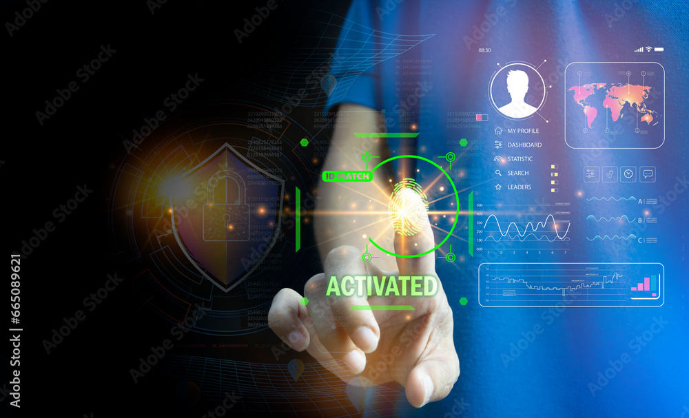 Poster cybersecurity concept, user privacy security and encryption, secure internet access future technolog