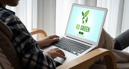 Fototapeta na wymiar Green business transformation for modish corporate business to thank green marketing strategy