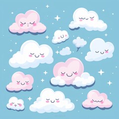 vector image of Clouds kawaii style