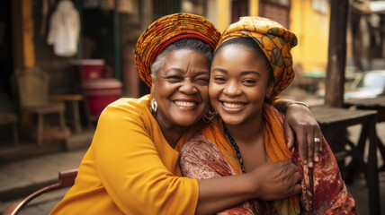 Fototapeta premium Loving Family Moment: Mother and Daughter Hug