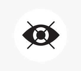 An eye symbol with crossed line. Isolated Vector Illustration