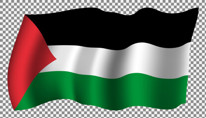 Palestine flag, moving, realistic, vector illustration.