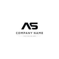 Monogram Letter AS Logo Design. Black and White Logo. Usable for Business Logos. Flat Vector Logo Design Template