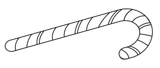 Vector Outline Candy Cane Isolated on White Background Christmas and New Year Sugar Cane Design Element. Christmas decorations. Isolated on white background. Candy Cane design.