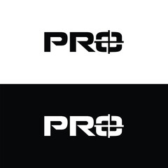 Pro Text Logo Design. Black and White Logo. Usable for Business Logos. Flat Vector Logo Design Template