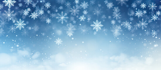 Abstract blue Christmas background with snowflakes