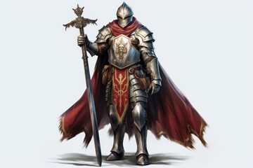 A knight in shining armor wielding a mighty sword - obrazy, fototapety, plakaty