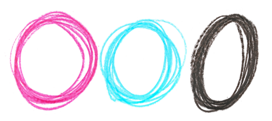 Set photo grunge hand draw, scribble colorful circle, wax pastel, crayon isolated on white, clipping path
