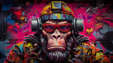 cyberpunk monkey graffiti