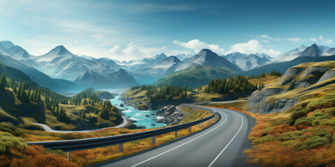 The empty winding mountain road