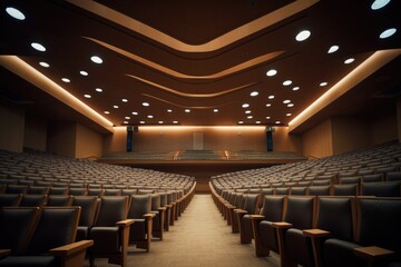 Naklejka premium A spacious theater with rows of comfortable seats