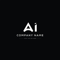 Letter AI Logo Design. Black and White Logo. Usable for Business Logos. Flat Vector Logo Design Template