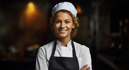 Portrait of smiling woman chef