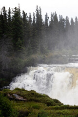 Close up photo of waterfall in Manitoba, Pisew Falls 