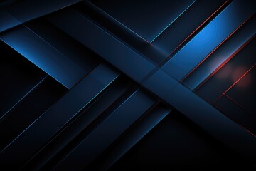 Abstract artwork with vibrant red and blue lines on a dark background