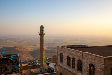Ancient and stone houses of Old Mardin (Eski Mardin) with Mardin Castle, Located South Eastern of Turkey