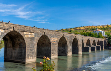 Fototapeta premium Historic ten-eyed bridge view (on gozlu kopru)