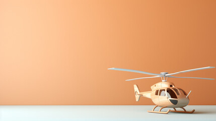 wooden helicopter toy with copy space