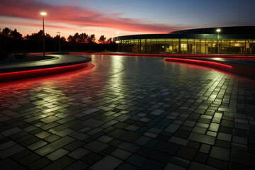 Fototapeta premium Outdoor parking in a modern building at night
