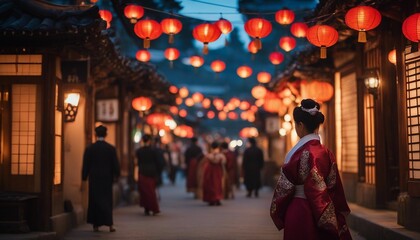 Colorful Lanterns and Decorations in Seoul Streets